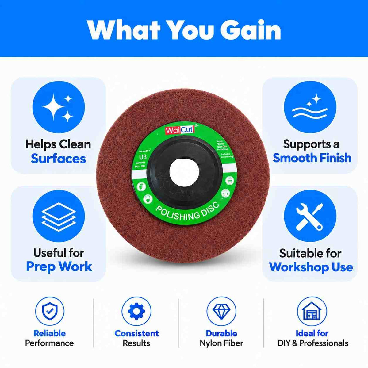 Implemental Nylon Fiber Buffing Disc 4 inch x 1/2 Inch - 1