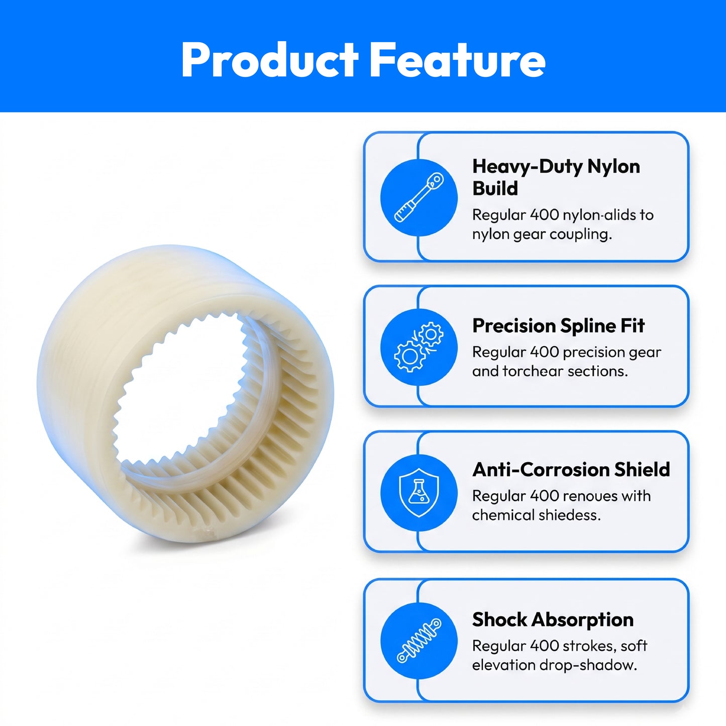 Nylon gear coupling for motor and hydraulic pump connector