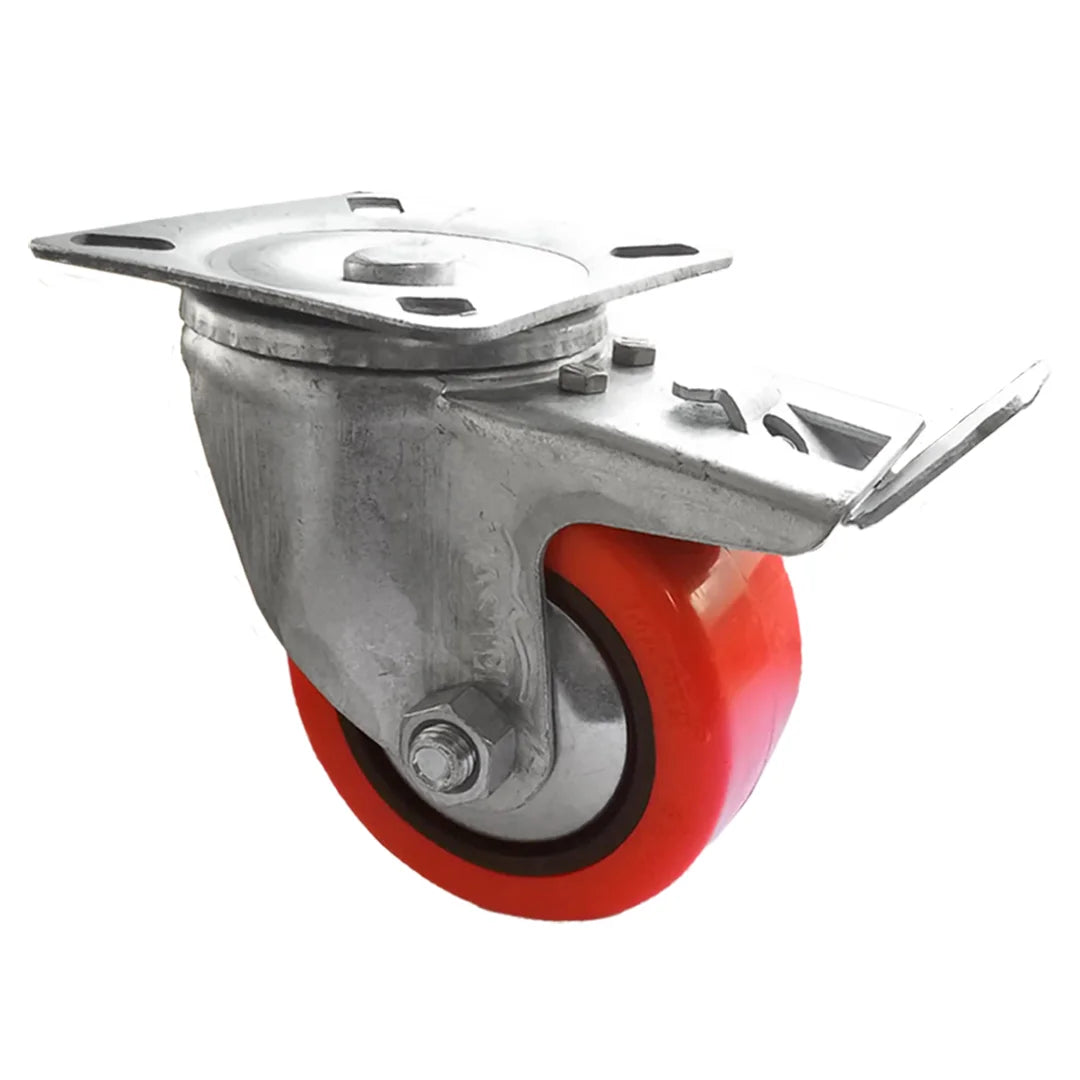 PU Plate Type Trolley Wheel With Break 4 Inch
