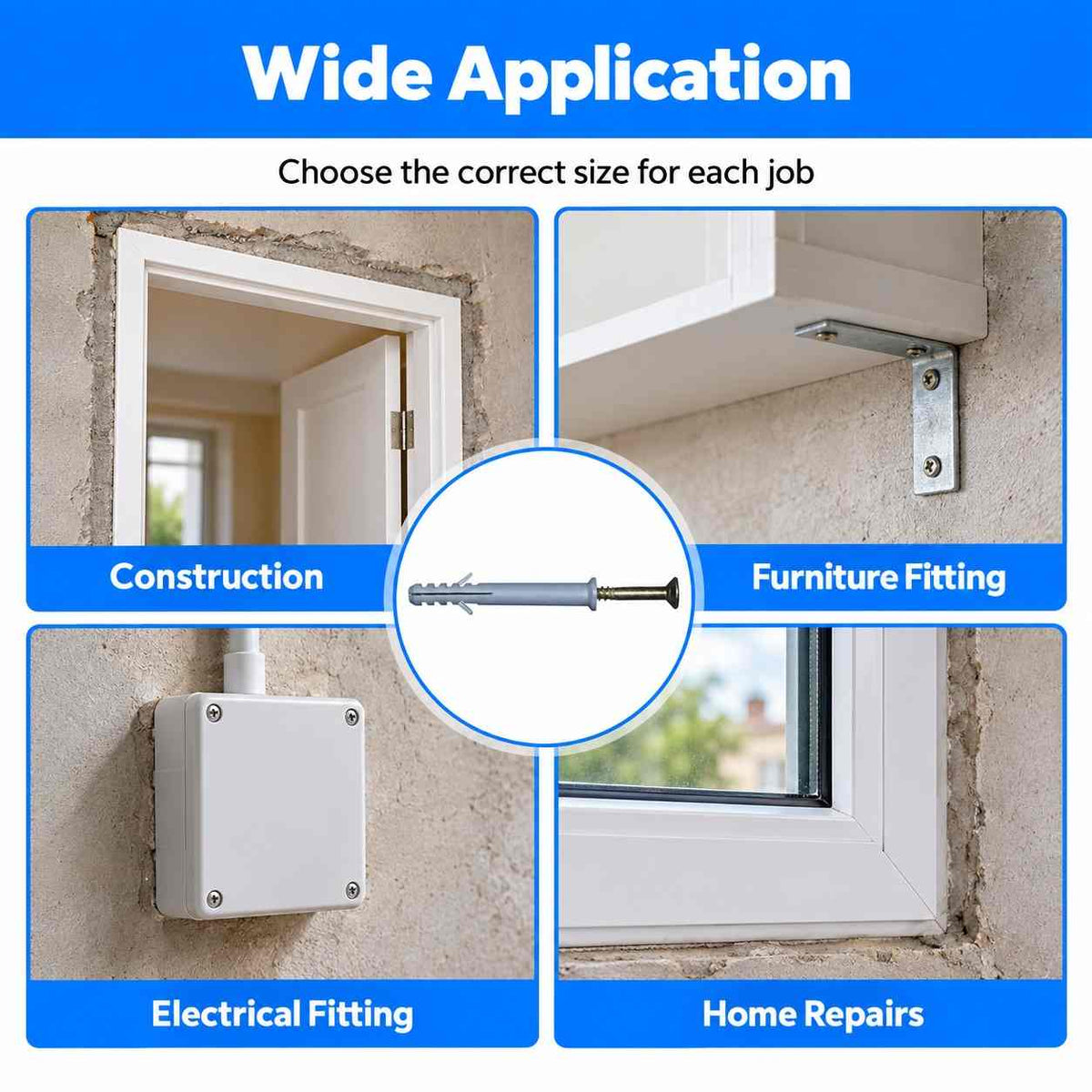 PVC Frame Fixing Fastener Plastic Wall-10Pcs