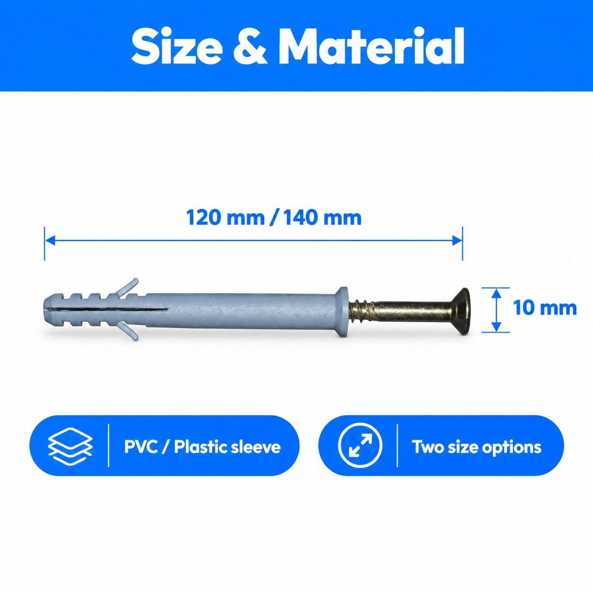 PVC Frame Fixing Fastener Plastic Wall-10Pcs