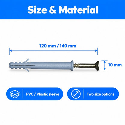 PVC Frame Fixing Fastener Plastic Wall-10Pcs