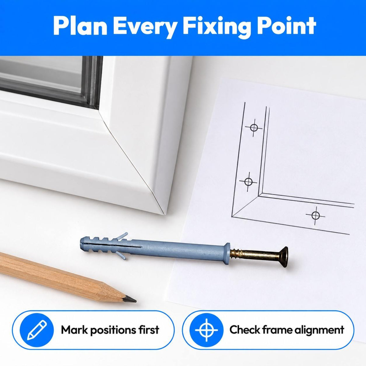PVC Frame Fixing Fastener Plastic Wall Plugs