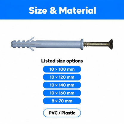 PVC Frame Fixing Fastener Plastic Wall Plugs