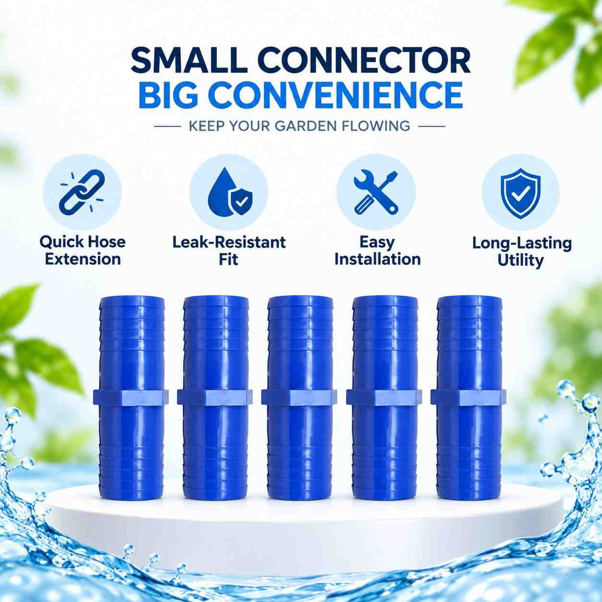 Implemental PVC Garden Hose Pipe Connector-5Pcs - 1