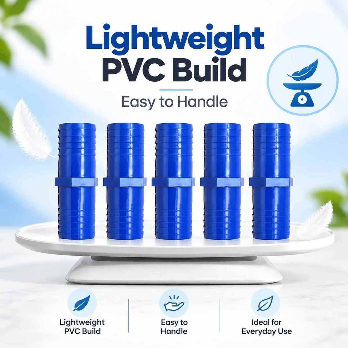 Implemental PVC Garden Hose Pipe Connector-5Pcs - 1