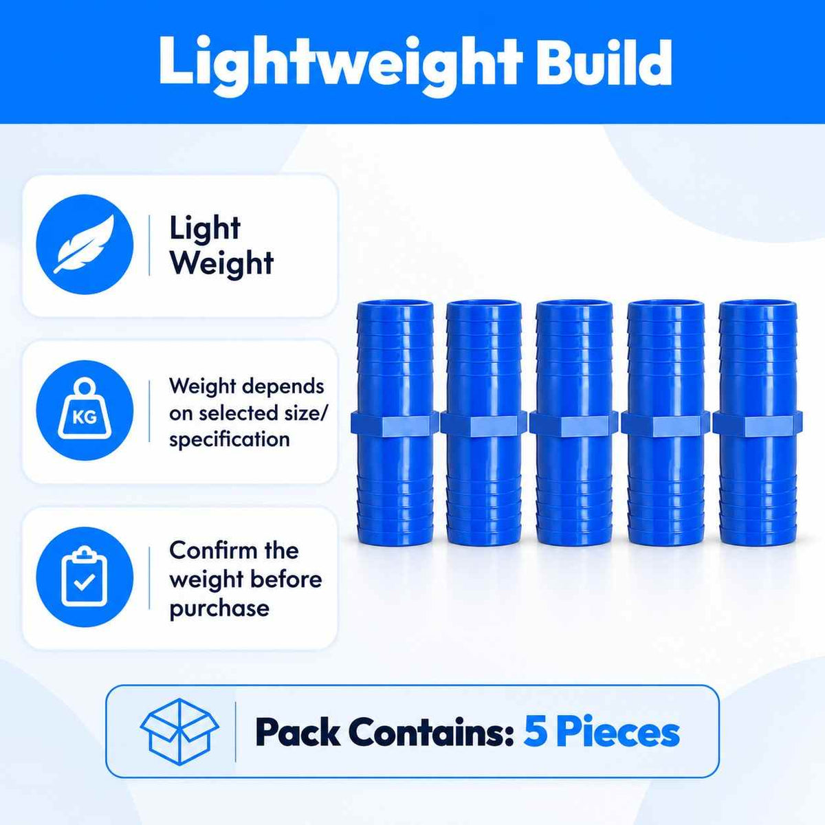 PVC Garden Hose Pipe Connector-5Pcs