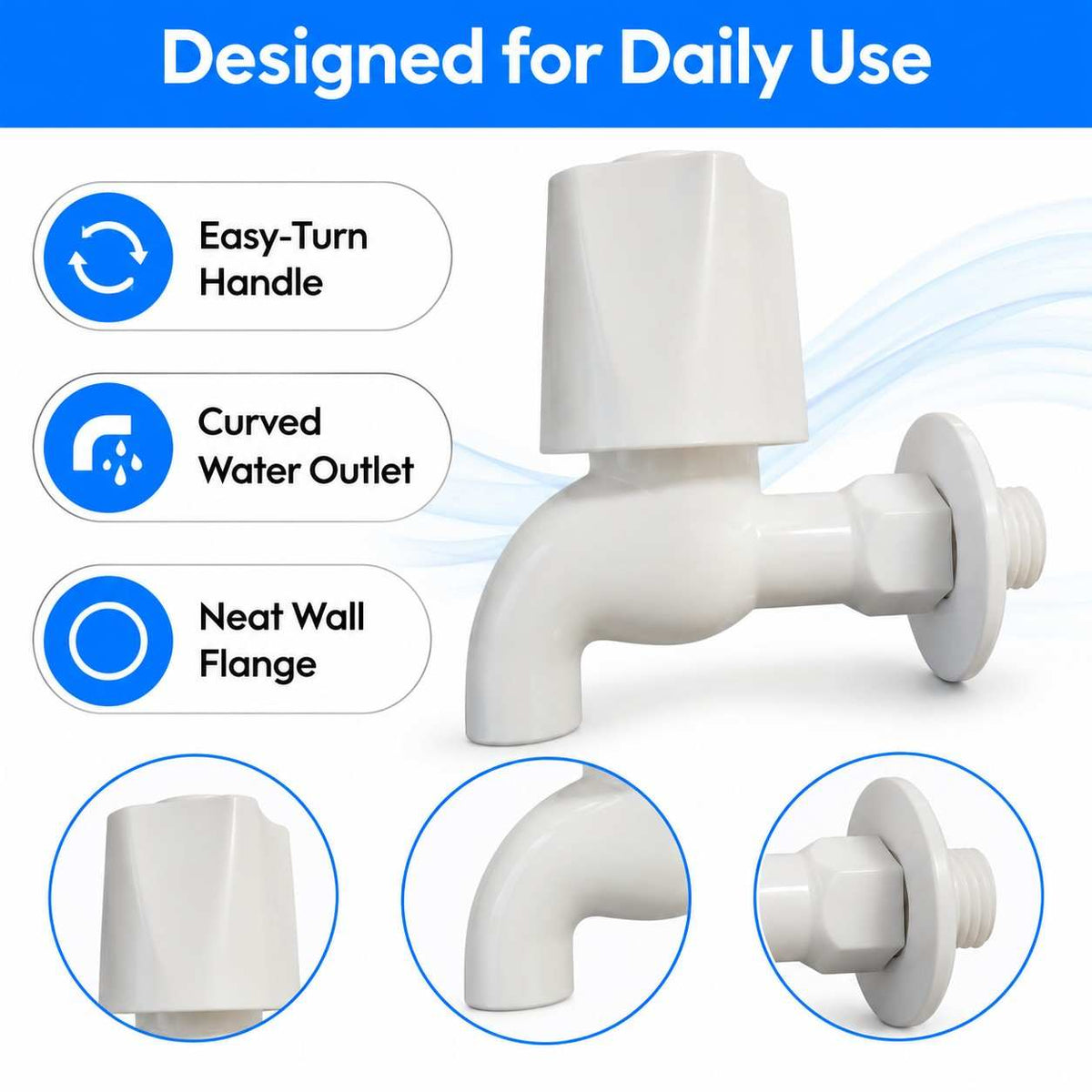 PVC Plastic Bibcock Water Tap-15mm
