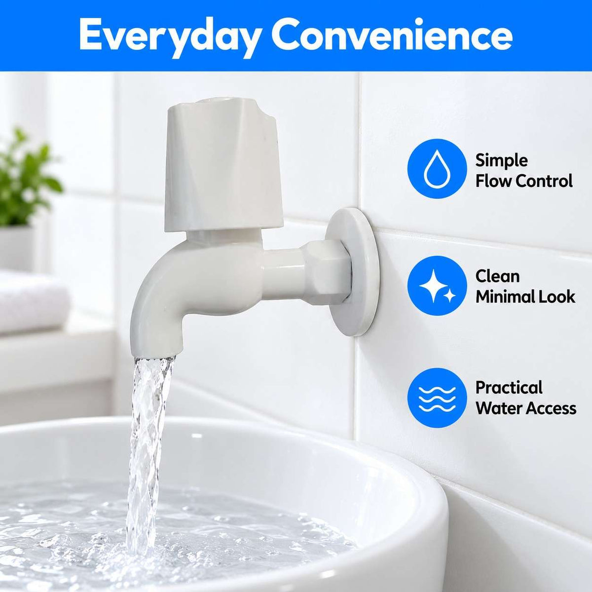 PVC Plastic Bibcock Water Tap-15mm