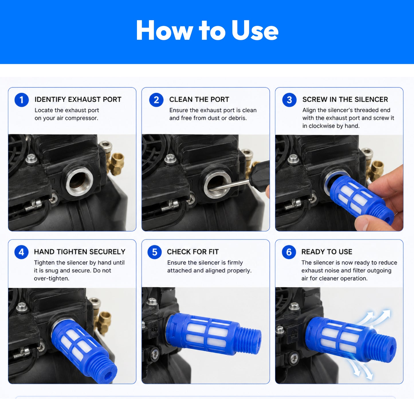 Plastic Exhaust Air Silencer Compressor Fitting-1/4Inch