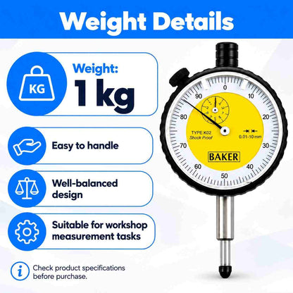 Plunger Dial Gauge Stainless Steel-0-10MM