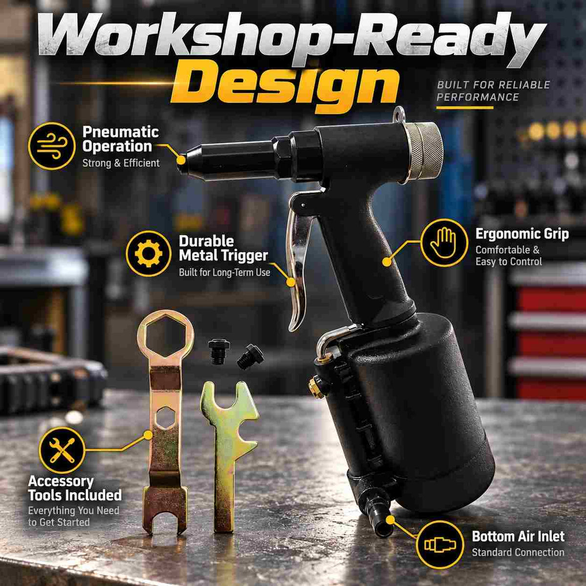 Implemental Pneumatic Air Rivet Gun Self-plugging - 1