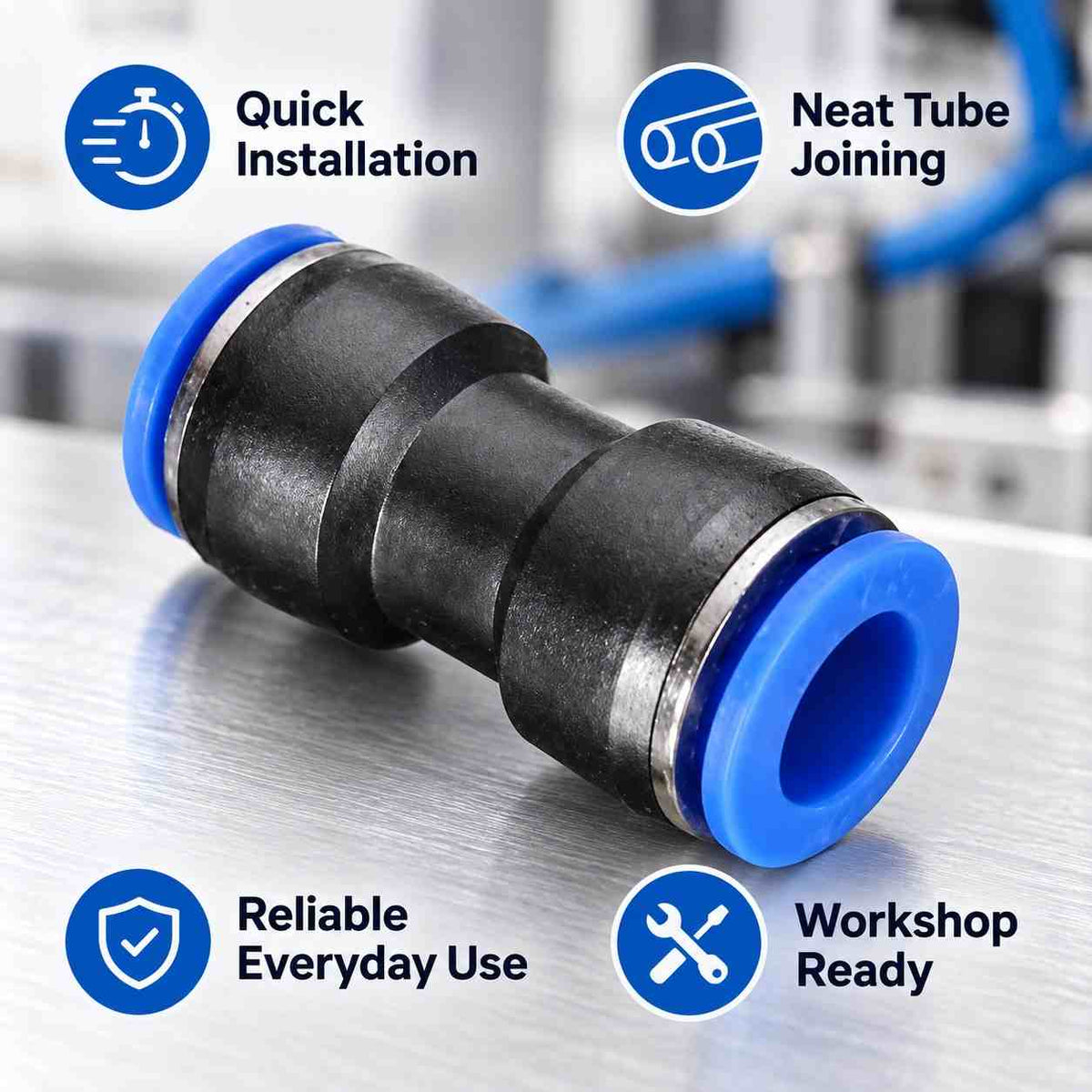 Implemental Pneumatic Fitting Jointer Connector for Air Water Tube-Pack of 5Pcs - 1