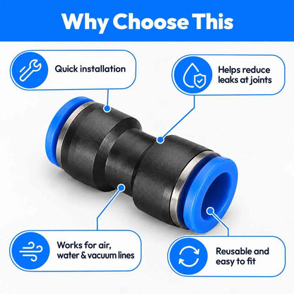 Pneumatic Fitting Jointer Connector for Air Water Tube-Pack of 5Pcs