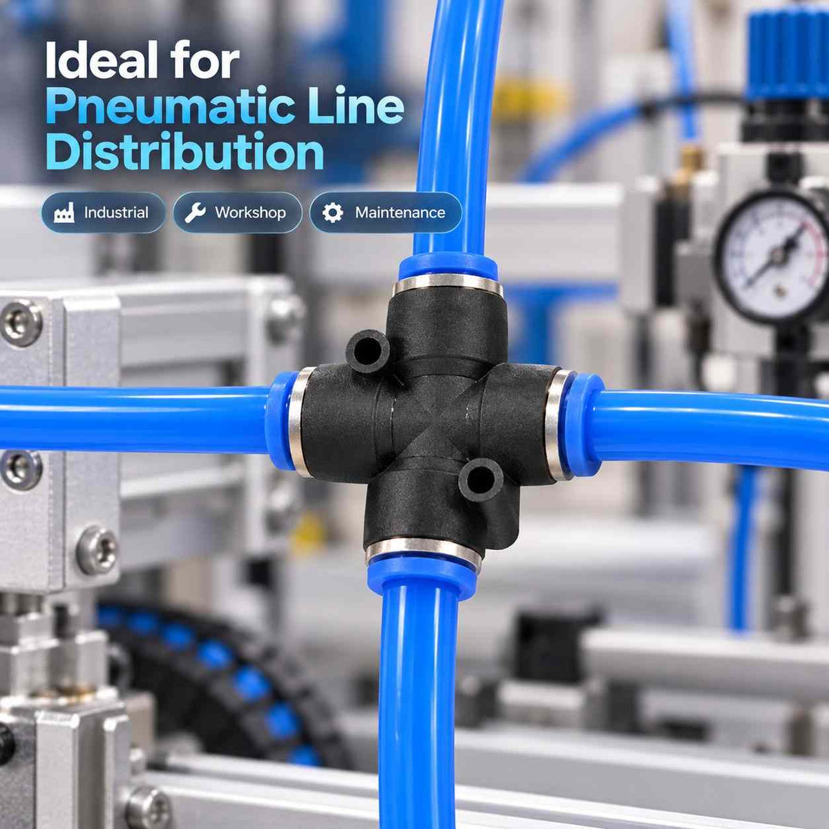 Implemental Pneumatic Pu Push Equal Union Cross Connector-8X8-2Pcs - 1