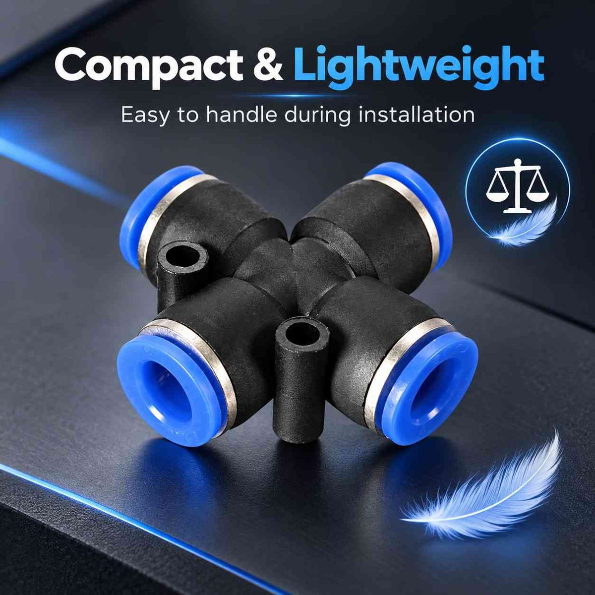 Implemental Pneumatic Pu Push Equal Union Cross Connector-8X8-2Pcs - 1
