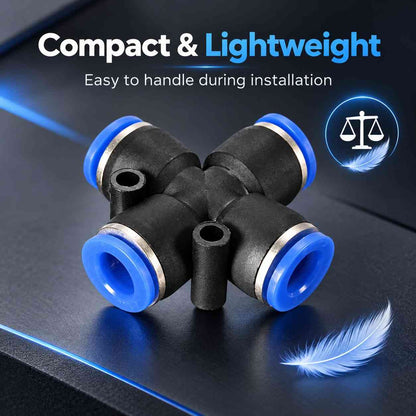 Implemental Pneumatic Pu Push Equal Union Cross Connector-8X8-2Pcs - 1