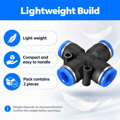 Pneumatic Pu Push Equal Union Cross Connector-8X8-2Pcs
