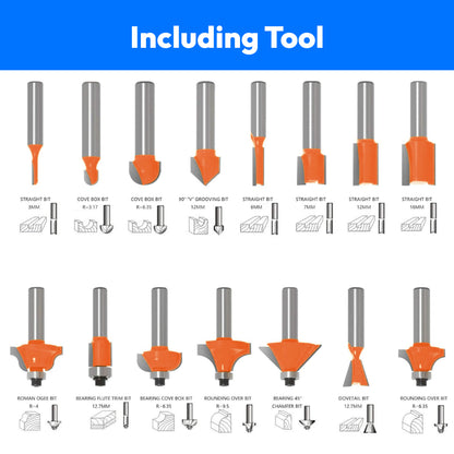 Premium Router bit set-8mm-12pcs