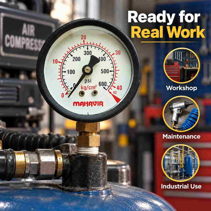 Implemental Pressure Gauge-2 1/2 Inch Thread 1/4Inch (600 PSI 40 Kg/Cm²) - 1