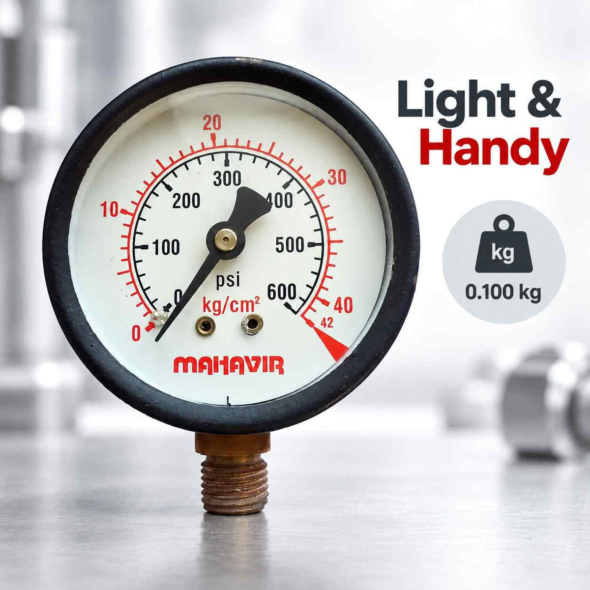Implemental Pressure Gauge-2 1/2 Inch Thread 1/4Inch (600 PSI 40 Kg/Cm²) - 1