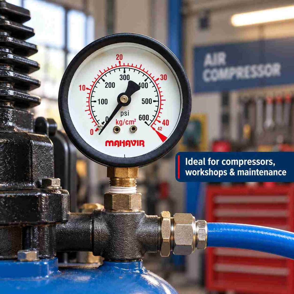 Pressure Gauge-2 1/2 Inch Thread 1/4Inch (600 PSI 40 Kg/Cm²)