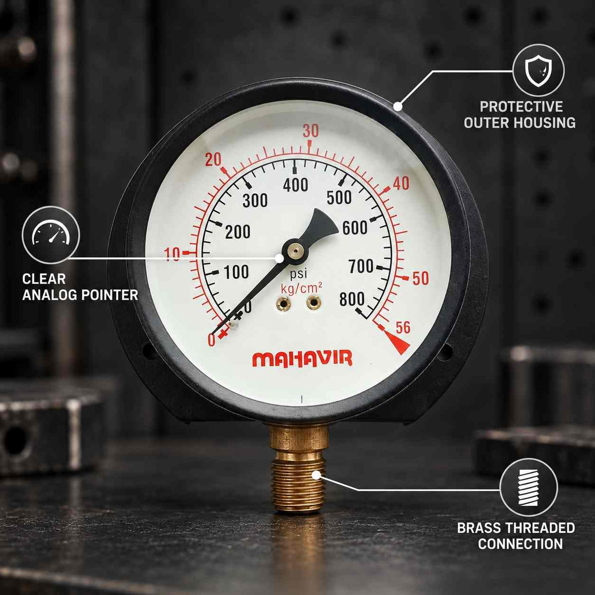 Pressure Gauge Industrial Heavy Duty - 4 Inch