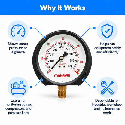 Pressure Gauge Industrial Heavy Duty - 4 Inch