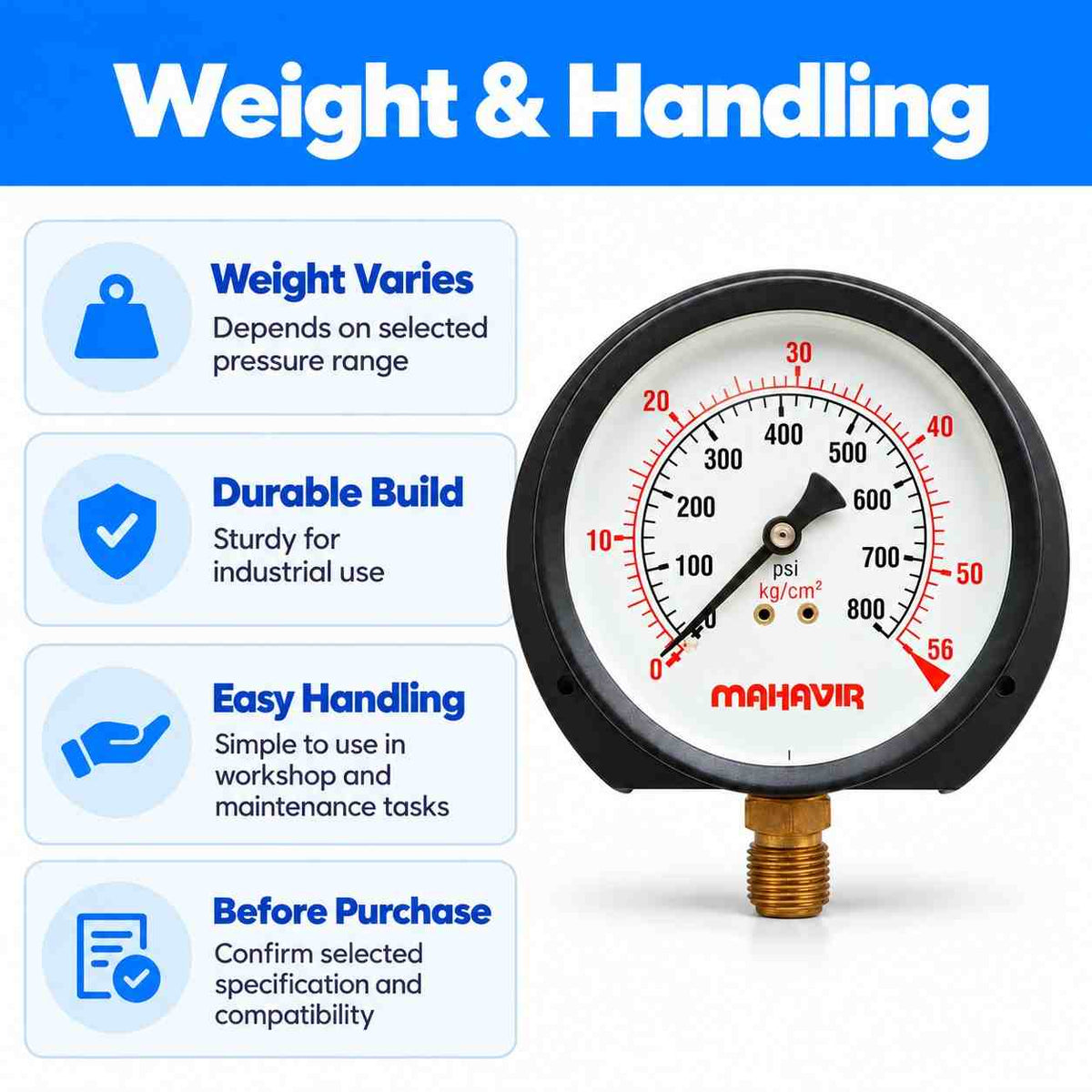 Pressure Gauge Industrial Heavy Duty - 4 Inch