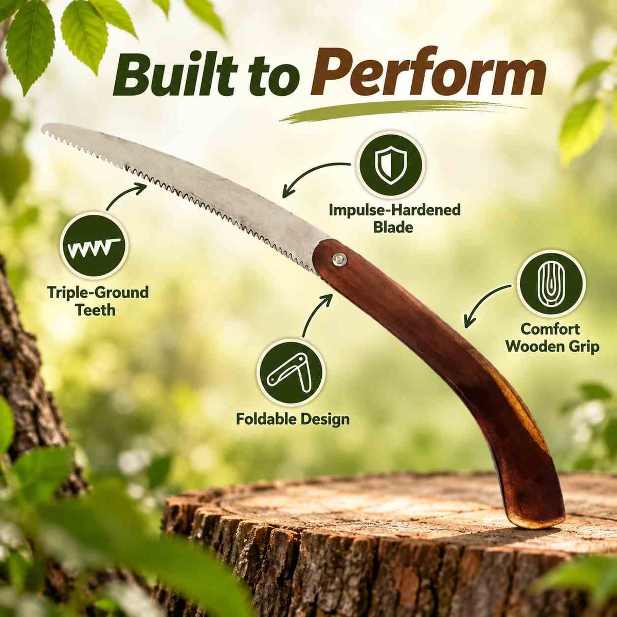 Implemental Pruning tool Cutter Wooden & Foldable Handle (Aari) - 1