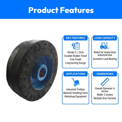 Rubber Bonded C.I Wheel Without Bearing For 6205