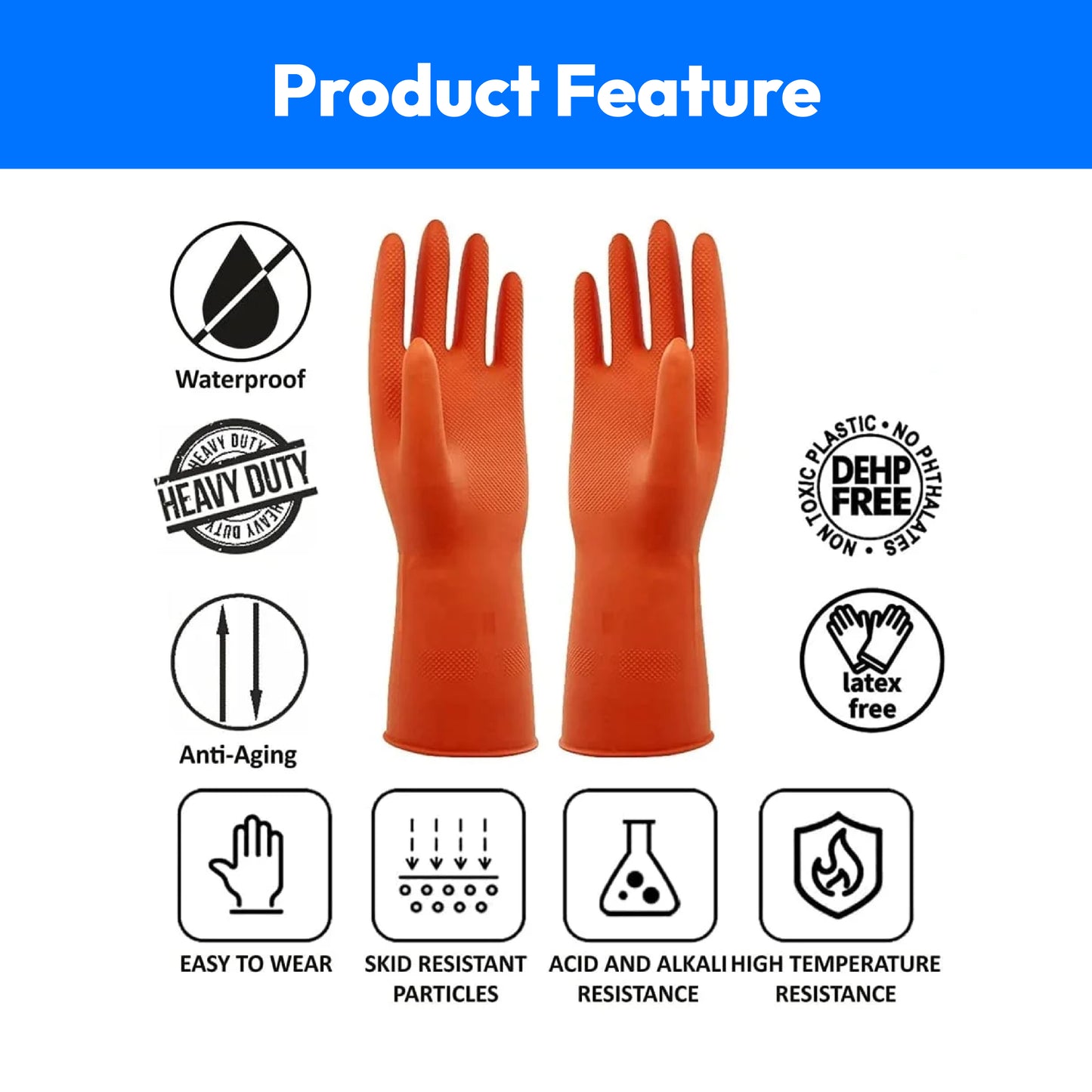 Rubber Hand Gloves 10inch