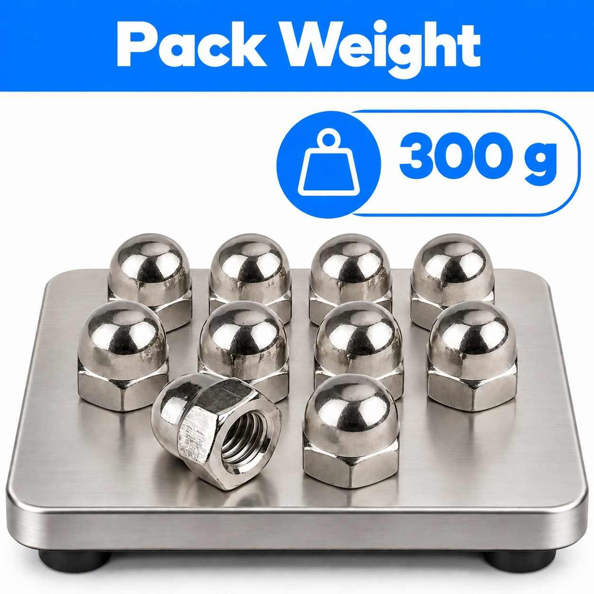 S.S Dome Nut Cap Nut 3x8 (Set of 10pcs)