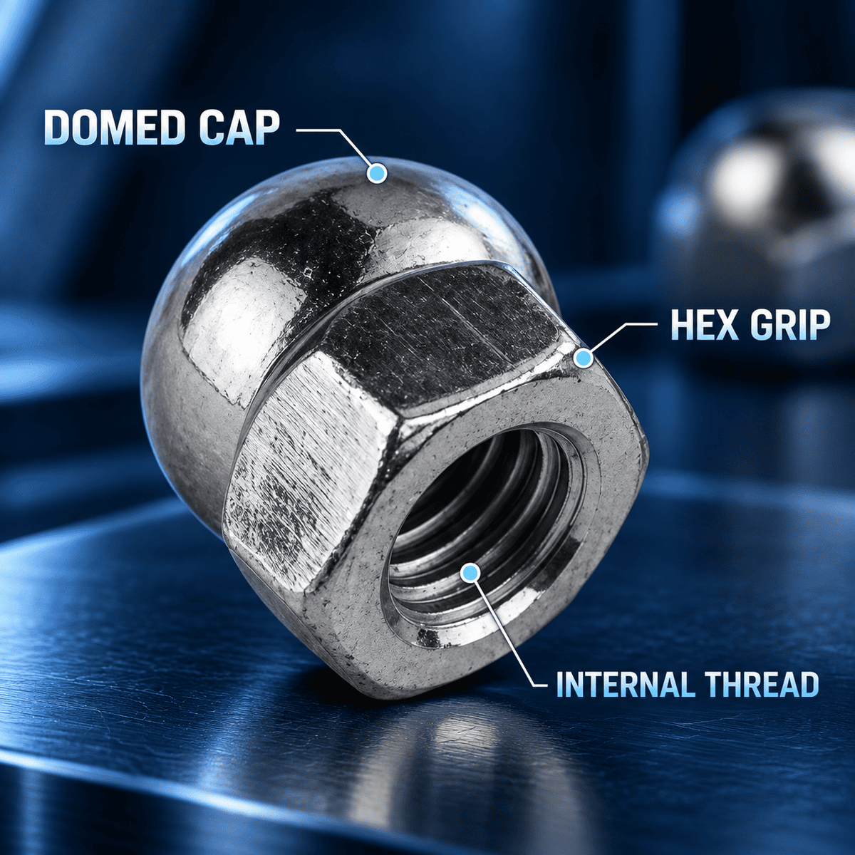 S.S Dome Nut Cap Nut 3x8 (Set of 10pcs)