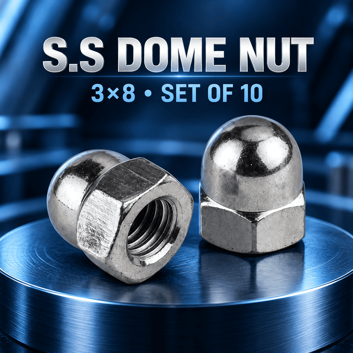 S.S Dome Nut Cap Nut 3x8 (Set of 10pcs)