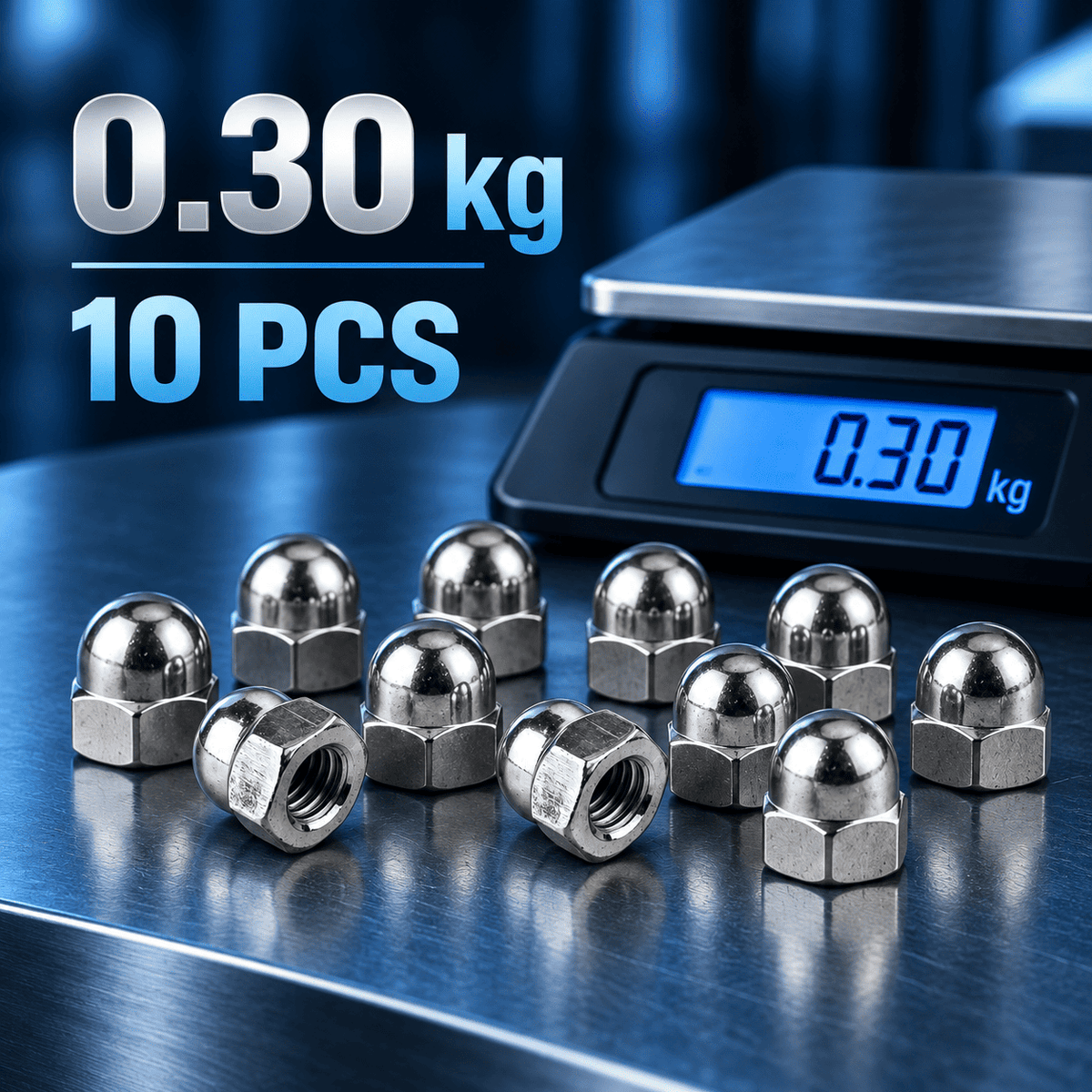 S.S Dome Nut Cap Nut 3x8 (Set of 10pcs)