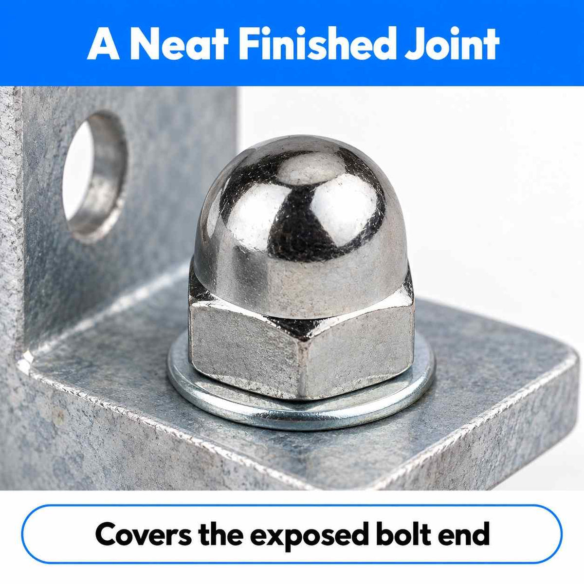 S.S Dome Nut Cap Nut 3x8 (Set of 10pcs)