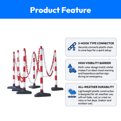S Hook Type Plastic Safety Chain Barrier Cone-Thickness-6mm
