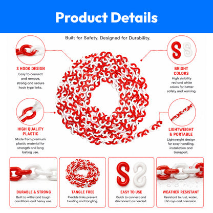 S Hook Type Plastic Safety Chain Barrier Cone-Thickness-6mm