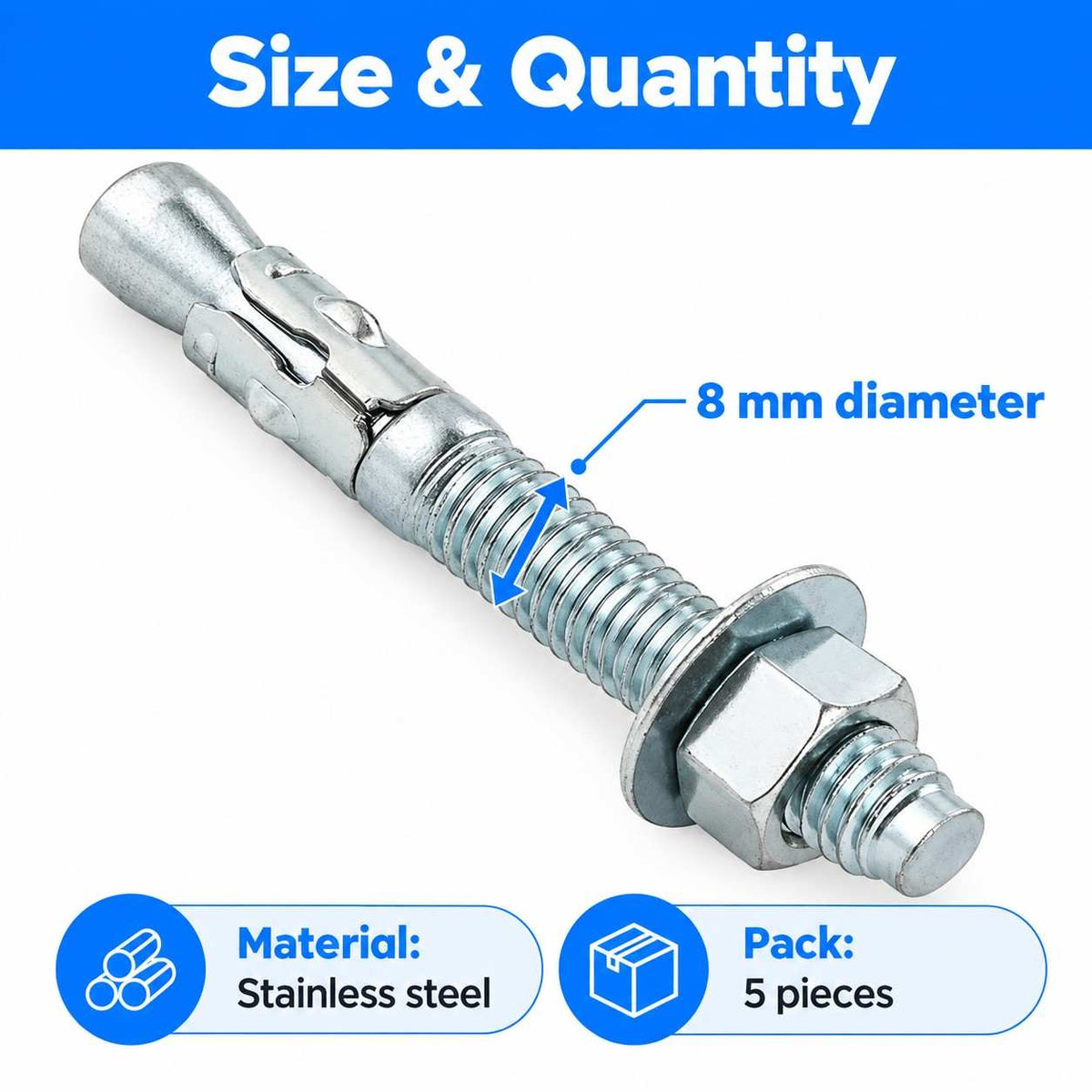 SS Anchor Fasteners-8mm(Pack of 5pcs)