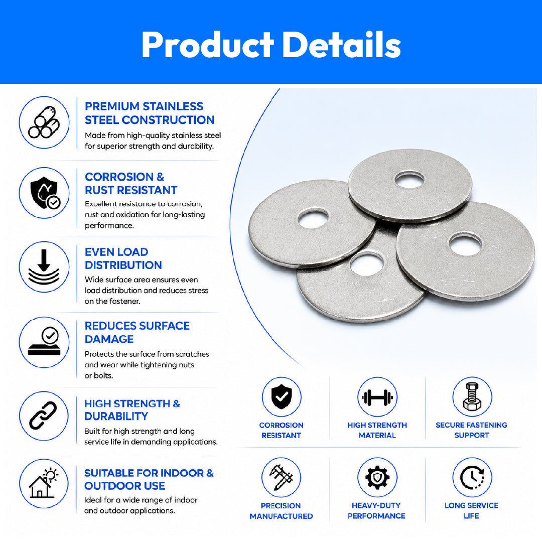 SS Plain Washer 1/2"IDx1"OD -50 Pack
