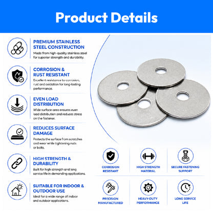 SS Plain Washer 1/2"IDx1"OD -50 Pack