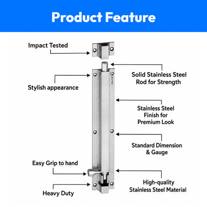 SS Tower Bolt for Doors and Windows(Kundi, Chitakni)-6 inch