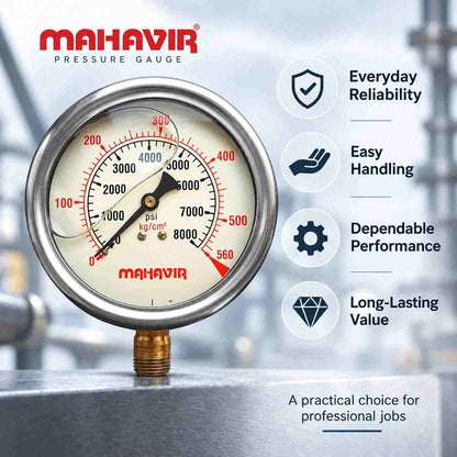 Implemental SS Glycerin Filled Pressure Gauge - 1