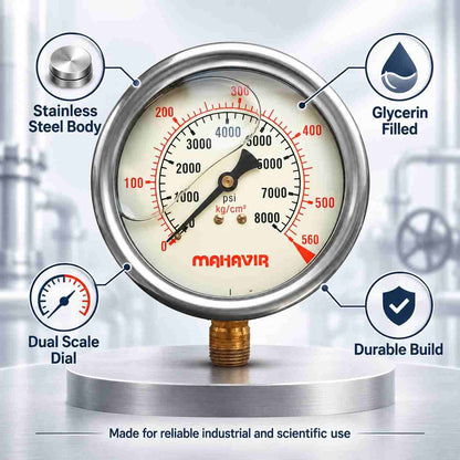 Implemental SS Glycerin Filled Pressure Gauge - 1