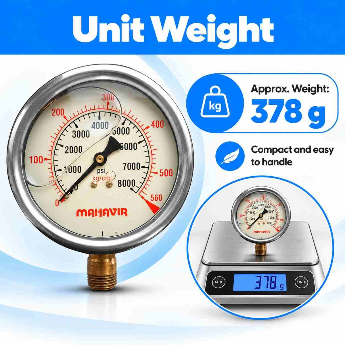 SS Ammoina Glycerin Filled Pressure Gauge