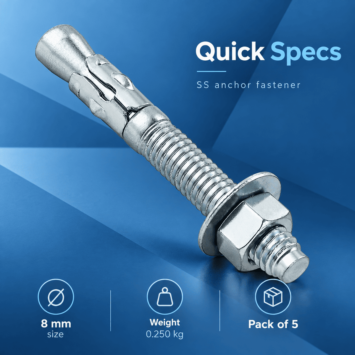 Implemental SS Anchor Fasteners-8mm(Pack of 5pcs) - 1
