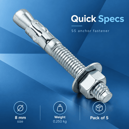 Implemental SS Anchor Fasteners-8mm(Pack of 5pcs) - 1
