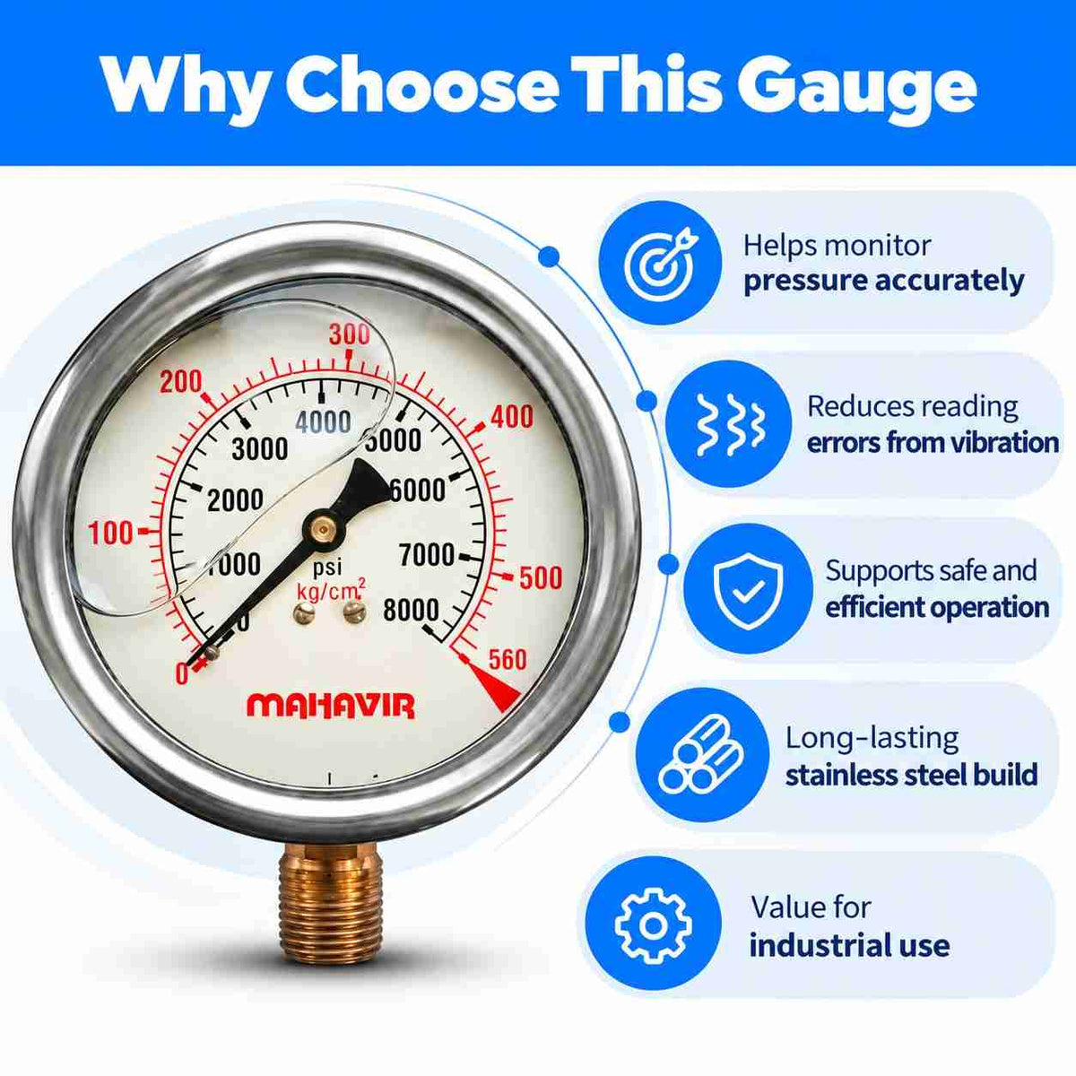 SS Glycerin Filled Pressure Gauge
