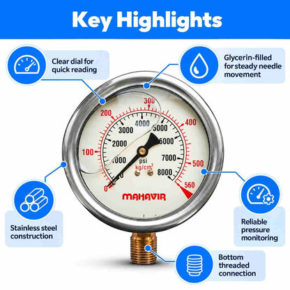 SS Glycerin Filled Pressure Gauge